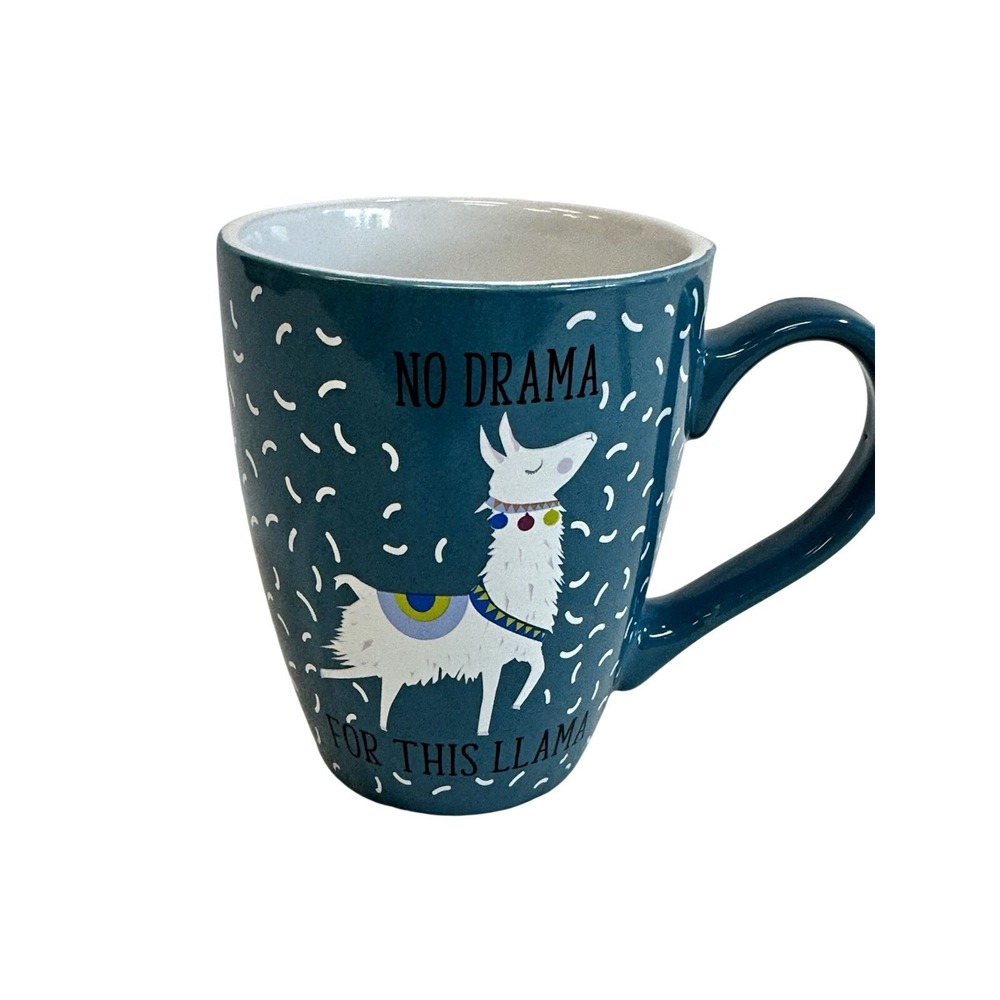 Oversized No Drama For This Llama Coffee Mug Teal Large Novelty Llama Cup